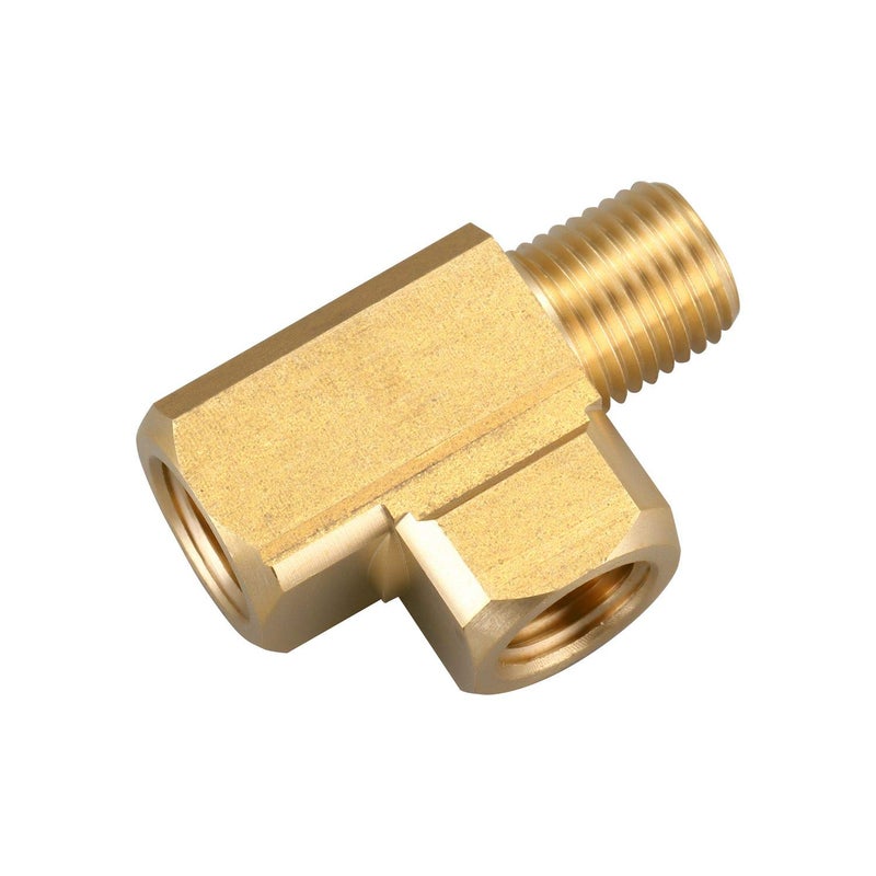 Litorange 2 PCS Metals Brass Pipe Fitting Barstock Male Branch Tee T Adapter 3/8" NPT Female x 3/8" NPT Male x 3/8" NPT Female (Pack of 2) - Image 2